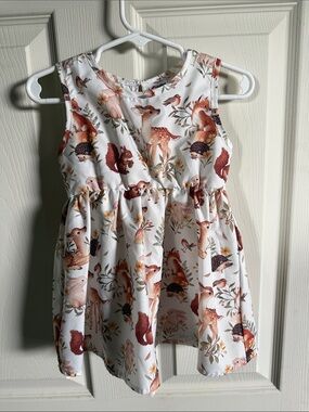 PatPat White Woodland Animal Print Sleeveless Dress